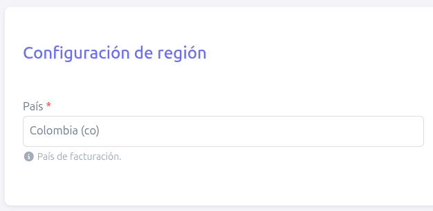 Configuración de la región