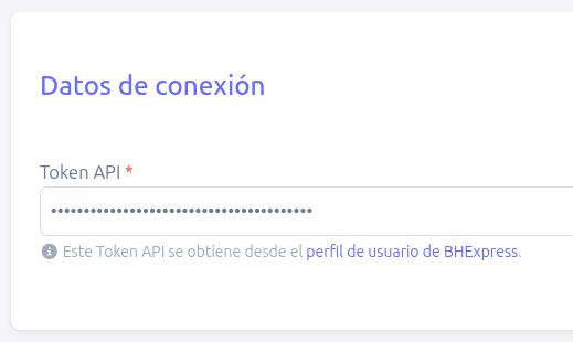 Token de BHExpress configurado en BillMySales
