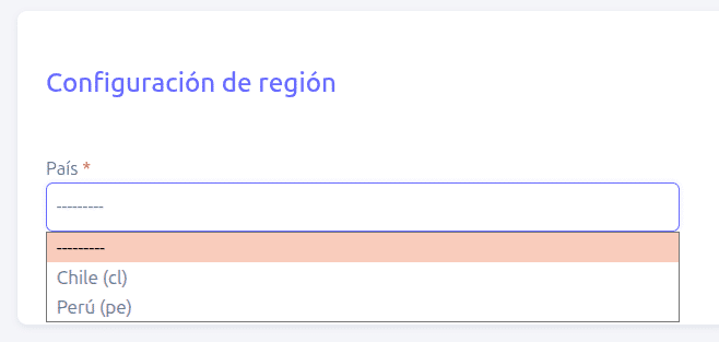 Configuración de la región