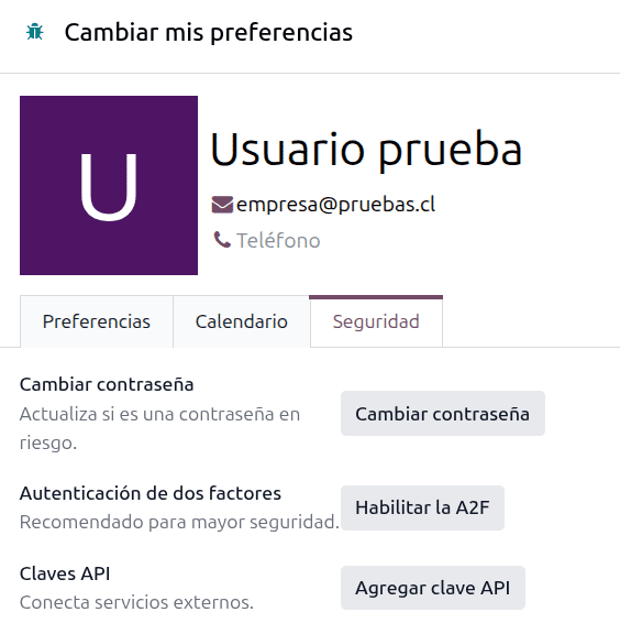 Configuración de seguridad en Odoo