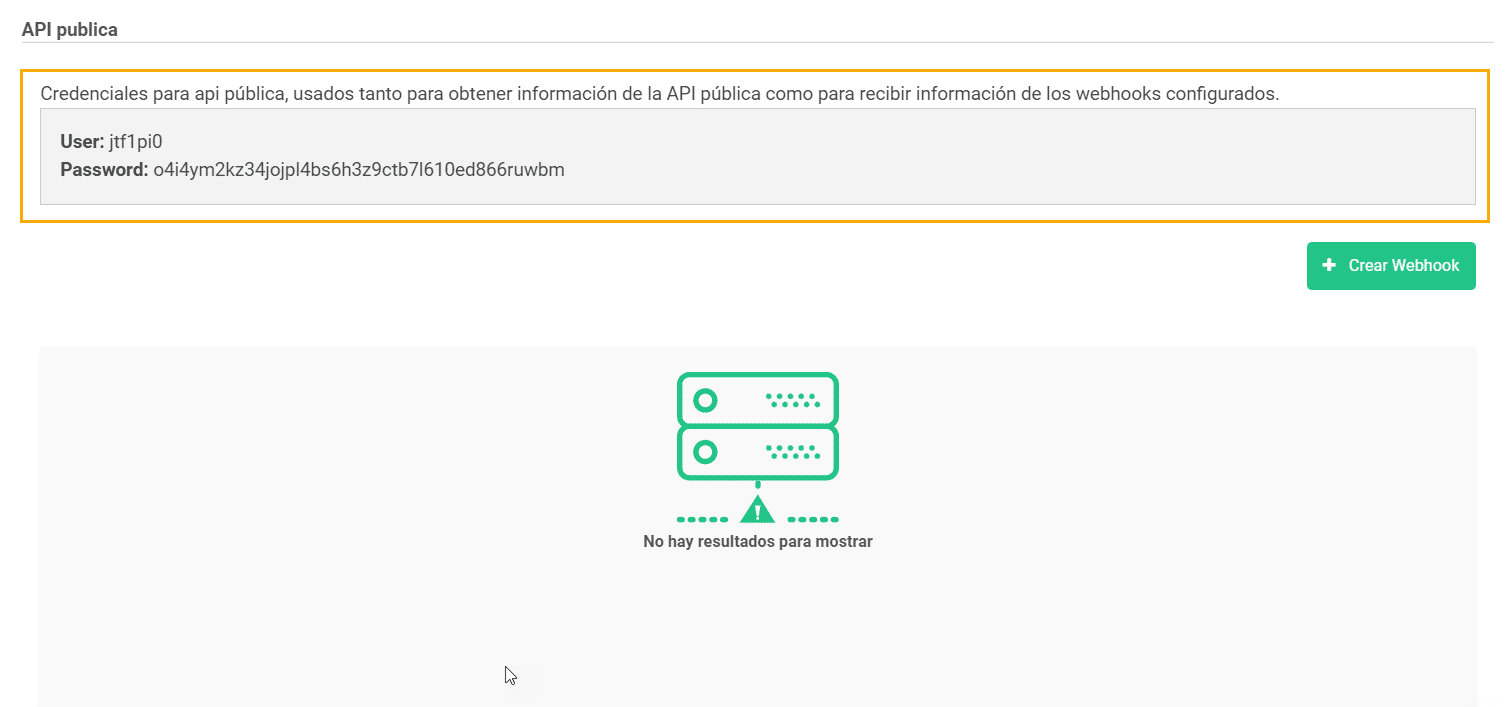 Sección API de AgendaPro