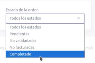 Filtros para Estado de la orden