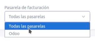 Filtros para Pasarela de facturación
