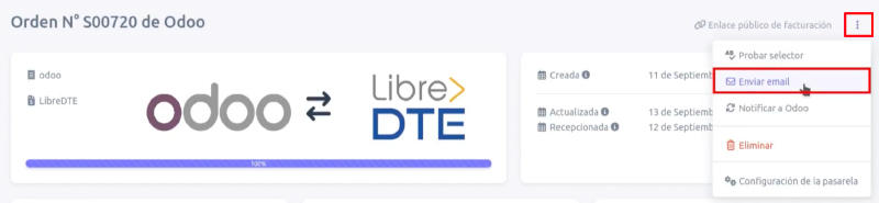 Opción en Enviar por email