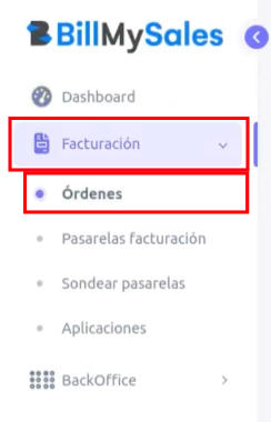 Opción Órdenes en Facturación