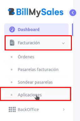 Opción Aplicaciones en Facturación