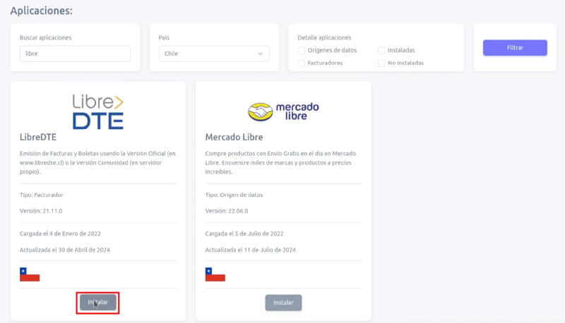 Instalar aplicación de Facturador