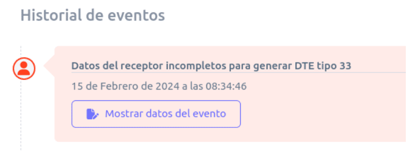 Historial de eventos
