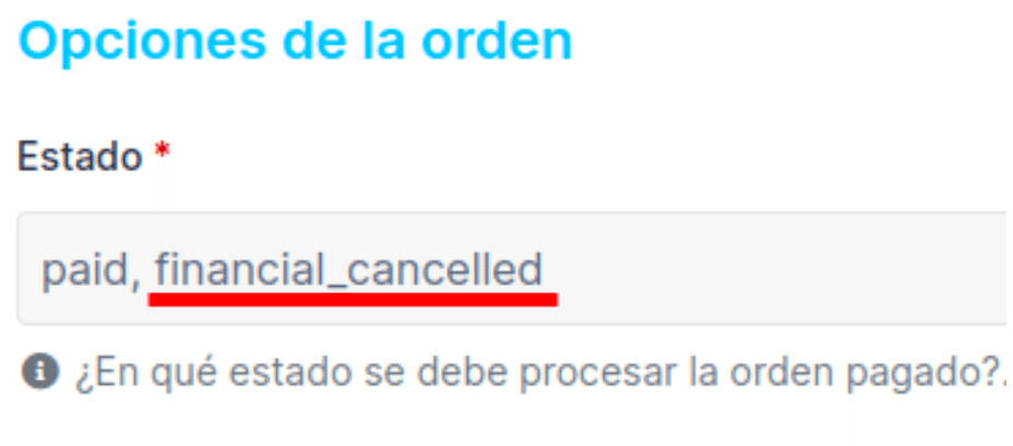 Estado de la orden