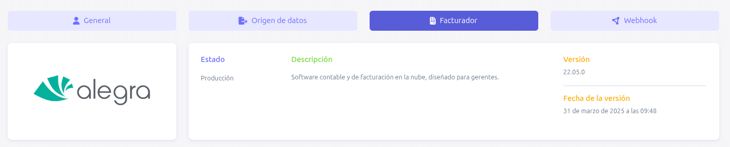 Pestaña facturador con Alegra