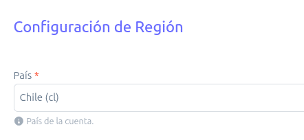 Configuración de la región