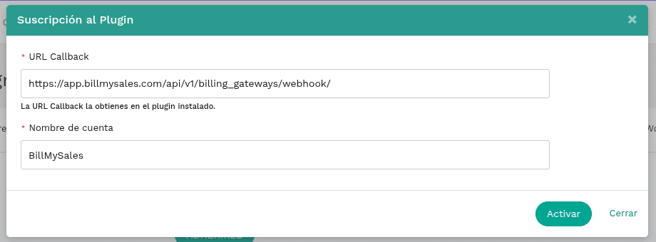 Datos para crear la app en contabilium completados
