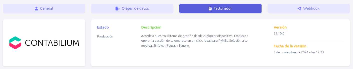 Pestaña facturador con Contabilium