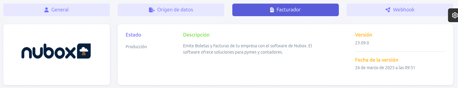 Pestaña facturador con Nubox