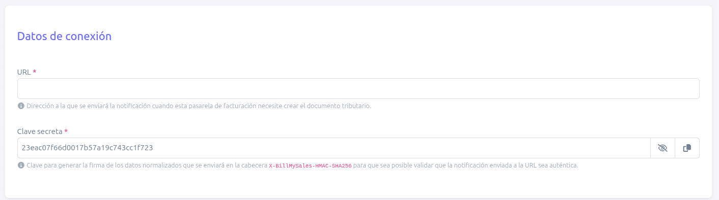 Datos de conexión