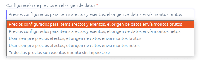 Configuración de precios