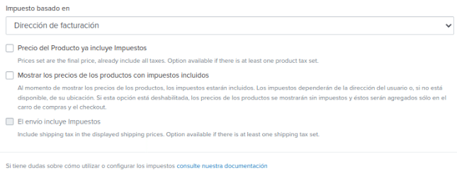 Configuración impuestos - Netos