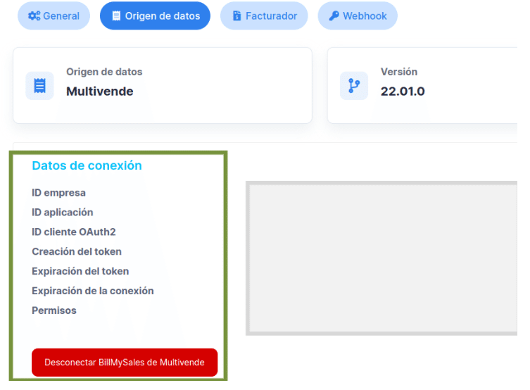 Datos de conexión completados