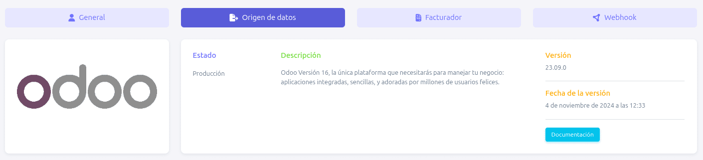Pestaña origen de datos con Odoo