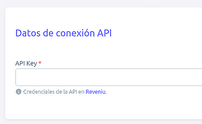 Datos de conexión de Reveniu en BIllMySales
