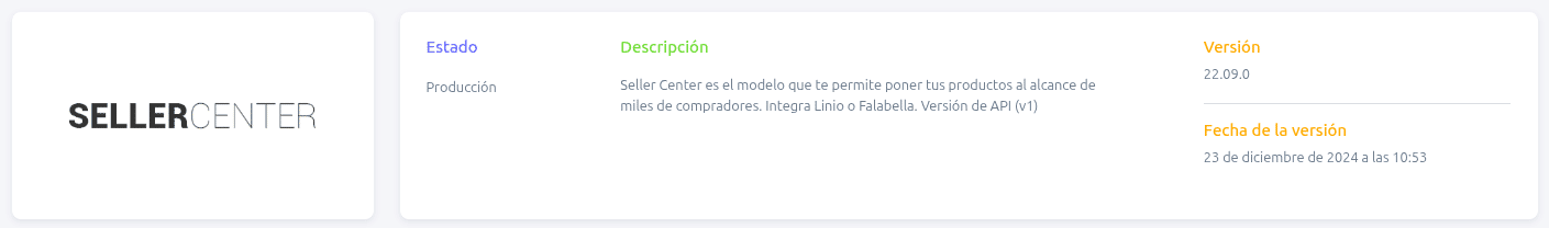 Pestaña origen de datos con Seller Center