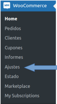 Menú de ajustes en WooCommerce
