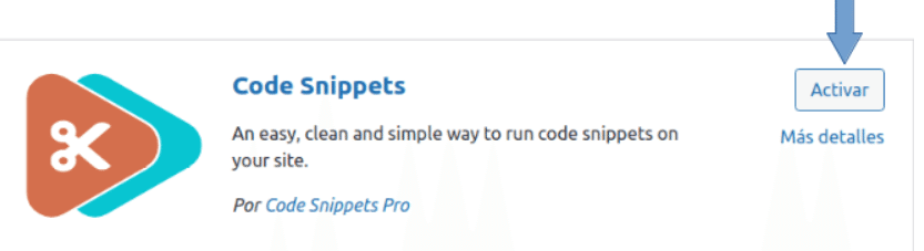 Instalar y activar Code Snippets